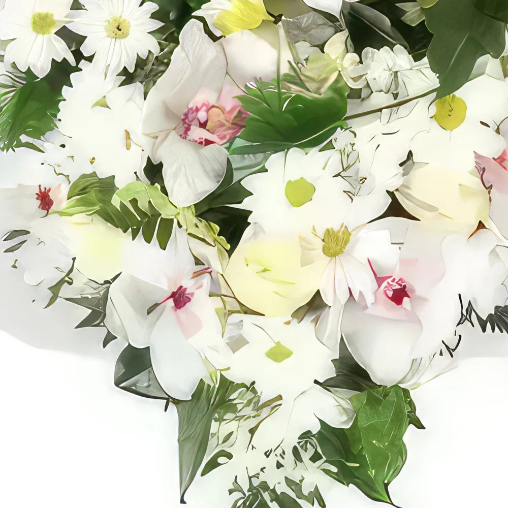 Lyon-virágok- Virágos szív a gyászfelhőért Virágkötészeti csokor