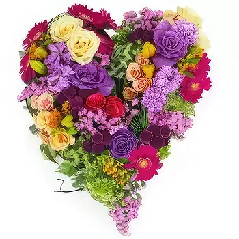 France flowers  -  Heart of fuchsia, orange & mauve Pericles flo Flower Delivery