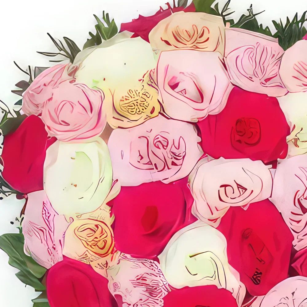 Бордо цветя- Сърце на траур в нюанси на розово Agora Букет/договореност цвете