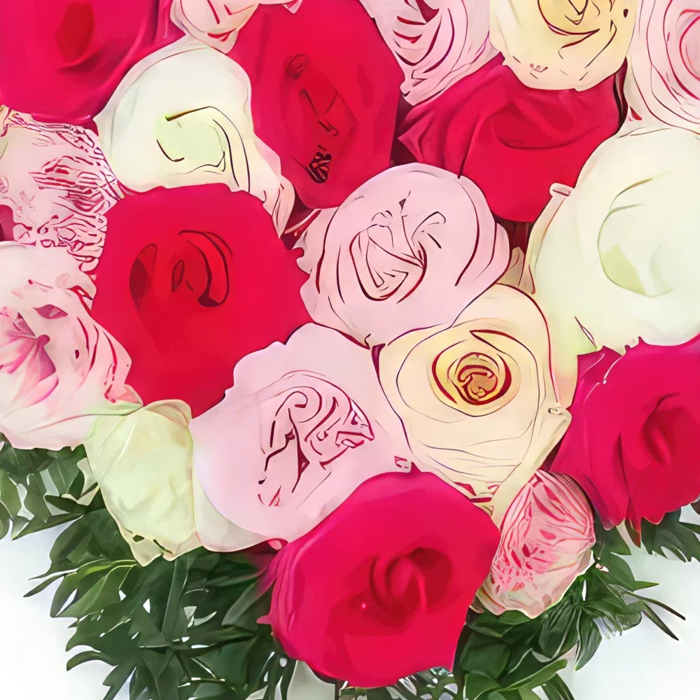 Paris blomster- Hjerte af sorg i nuancer af pink Agora Blomst buket/Arrangement