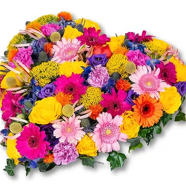 Holland flowers  -  Colorful heart-shaped funeral piece (30cm) Flower Bouquet/Arrangement