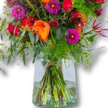 Holland flowers  -  Condolence Bouquet Colorful + Vase Flower Bouquet/Arrangement
