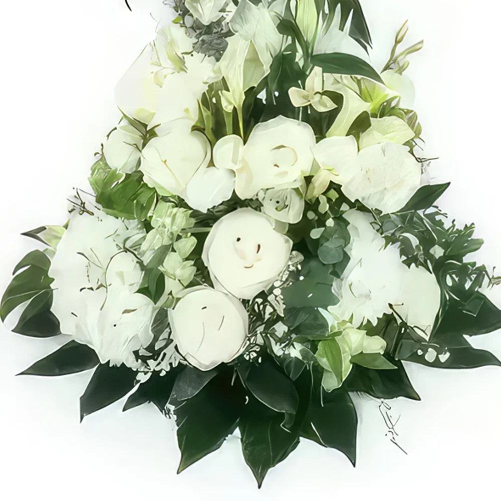 Pau bloemen bloemist- Hoogte samenstelling van Zephyr witte bloemen Boeket/bloemstuk