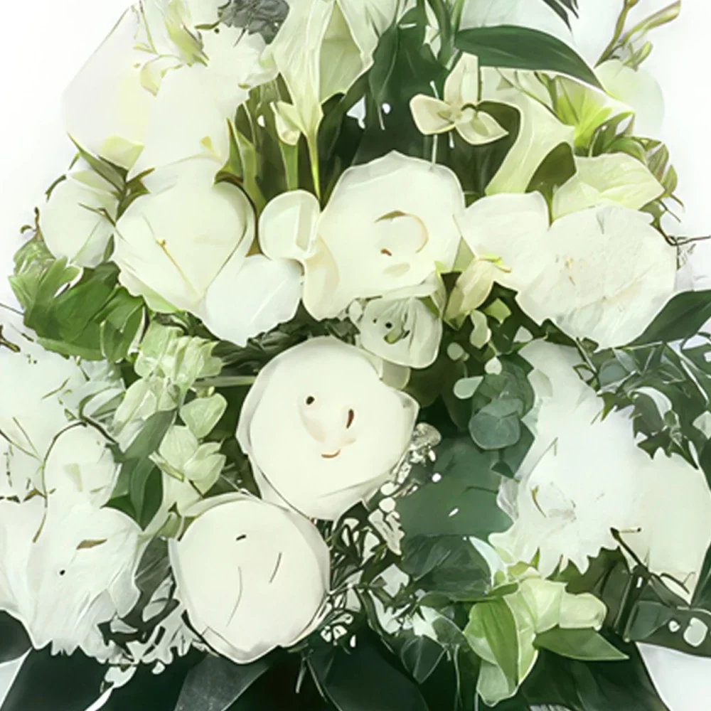 Marseille Blumen Florist- Höhenzusammensetzung von Zephyr weißen Blüten Bouquet/Blumenschmuck