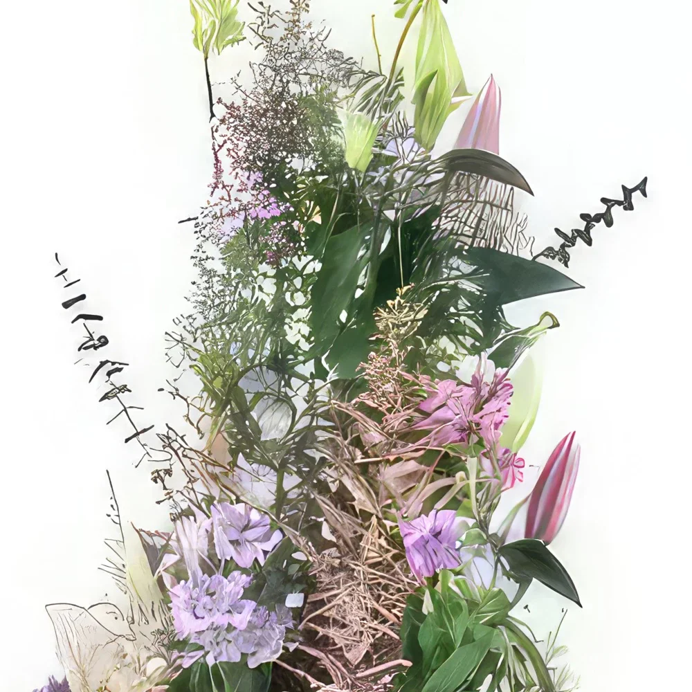 fleuriste fleurs de Bordeaux- Composition de deuil pastel Héra Bouquet/Arrangement floral