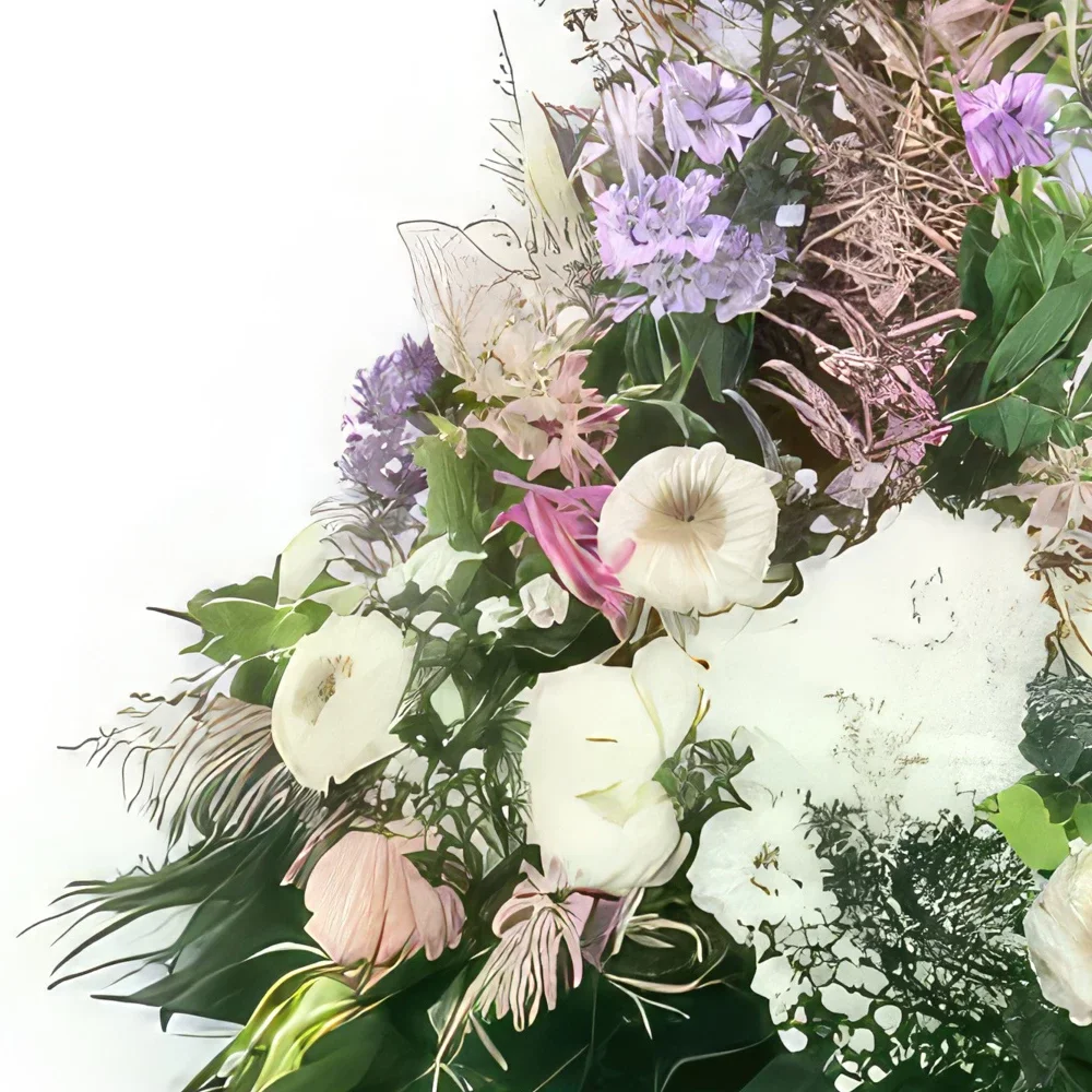 fleuriste fleurs de Strasbourg- Composition de deuil pastel Héra Bouquet/Arrangement floral