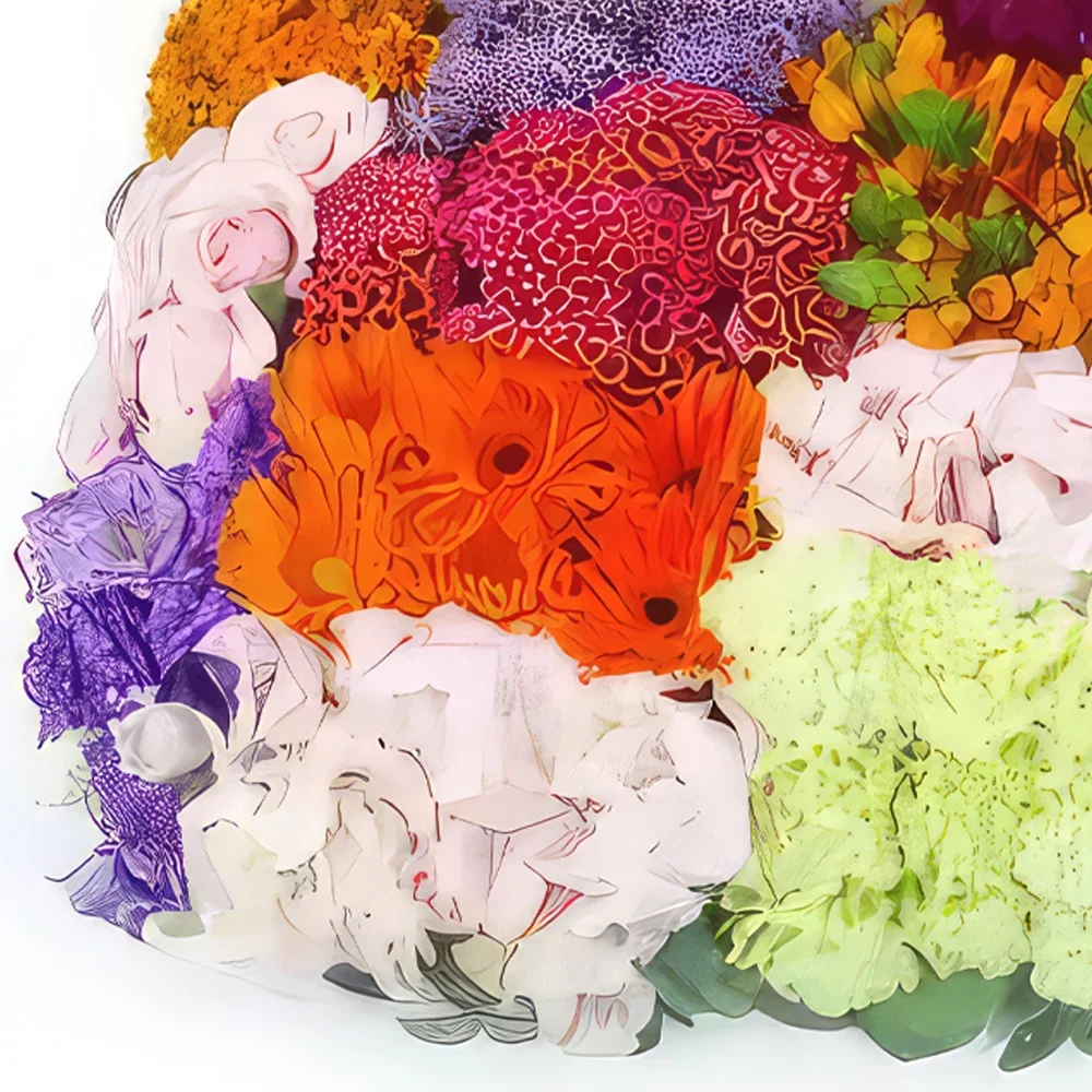 Бордо цветя- Цветна карирана квадратна възглавница Heracli Букет/договореност цвете