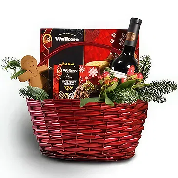 Buangkok flowers  -  Decorated Christmas Gift Basket Flower Bouquet/Arrangement