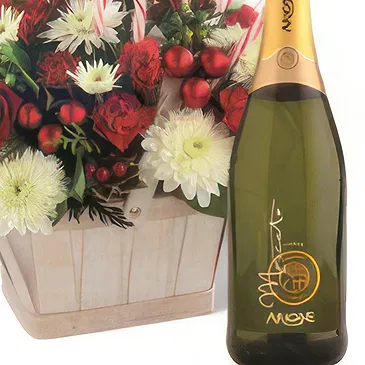 Osidda flowers  -  Christmas Flower Basket with Champagne Flower Bouquet/Arrangement