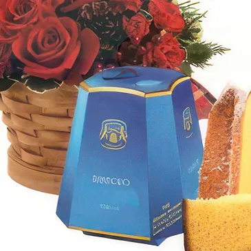 Osidda flowers  -  Basket of Red Roses with Pandoro Flower Bouquet/Arrangement