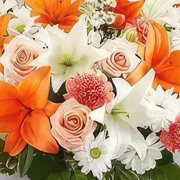 Farjan (Farjan) blomster- Imponerende Peachy Blomst buket/Arrangement