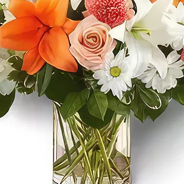 Farjan (Farjan) blomster- Imponerende Peachy Blomst buket/Arrangement