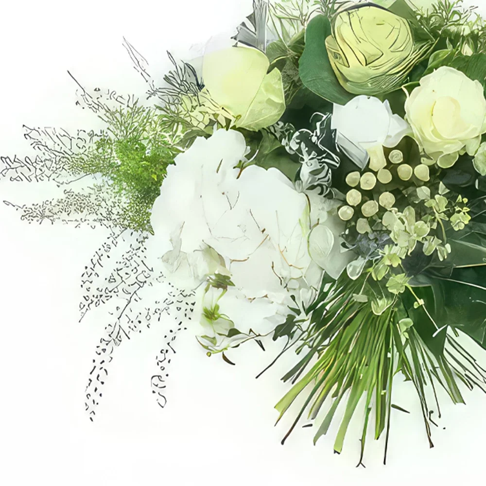 Kiva kukat- Suuri kimppu valkoisia ja vihreitä Bragan kuk Kukka kukkakimppu