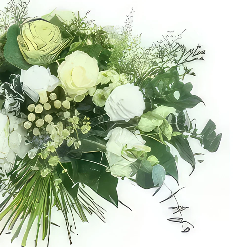 flores Marsella floristeria -  Gran ramo de flores blancas y verdes de Braga Ramo de flores/arreglo floral