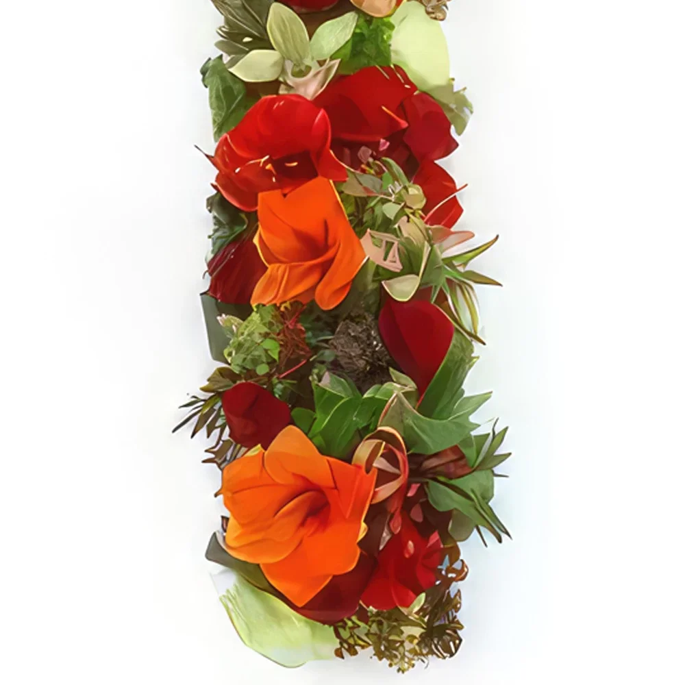 Montpellier Blumen Florist- Großes Kreuz aus roten und grünen Blumen Diom Bouquet/Blumenschmuck
