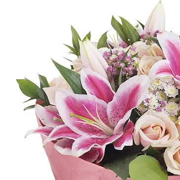 Italy flowers  -  Anniversary Flower Bouquet with Roses & Lilie Flower Bouquet/Arrangement