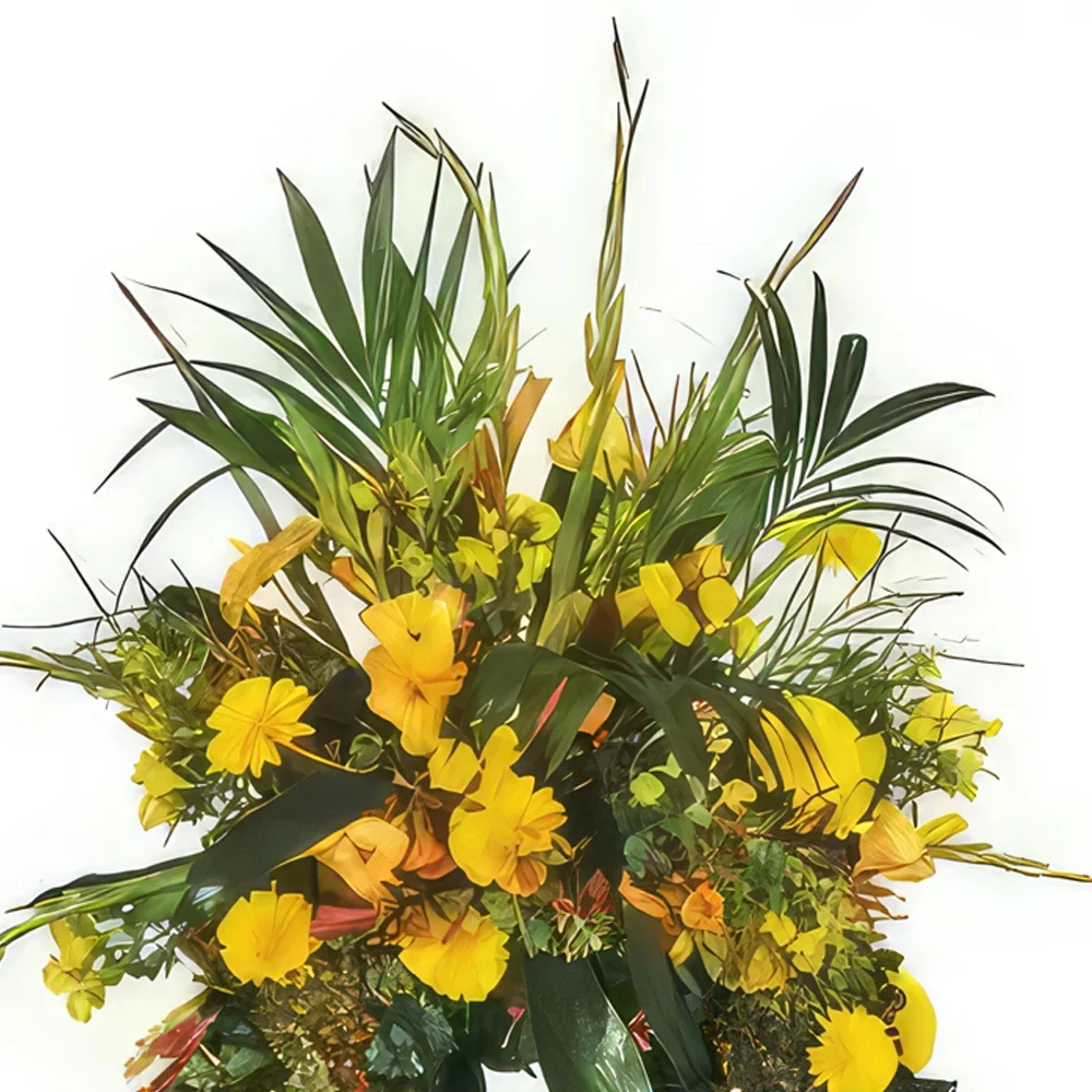 Λιλ λουλούδια- Ανοιχτό κίτρινο πένθιμο στεφάνι Μπουκέτο/ρύθμιση λουλουδιών