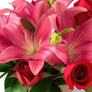 Santa Maria flowers  -  Arrangement of Lilies and Chocolate Flower Bouquet/Arrangement