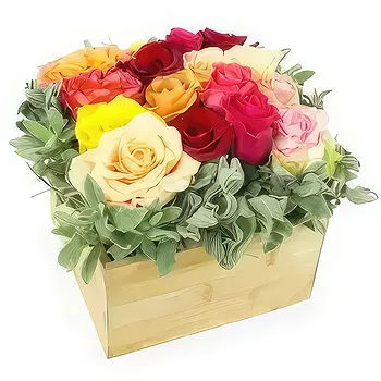 France flowers  -  Los Angeles Colorful Rose Square Flower Delivery