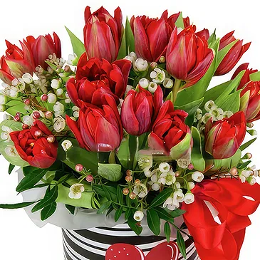 Greece flowers  -  Red Tulip Romance Flower Bouquet/Arrangement