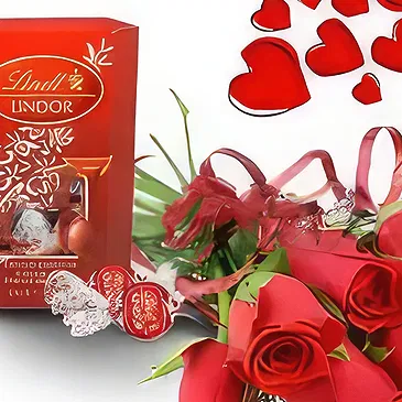 Brasten blomster- Rose og chokolade buket Blomst buket/Arrangement