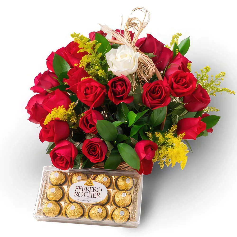 Belém blomster- Kurv med 39 røde roser og 1 ensom rose af en  Blomst buket/Arrangement