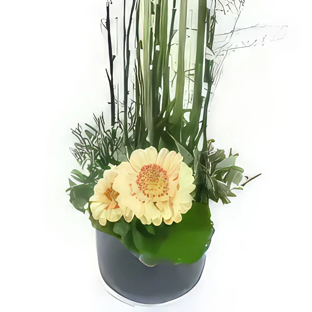 Pau bunga- Komposisi ketinggian kuning Madison Sejambak/gubahan bunga