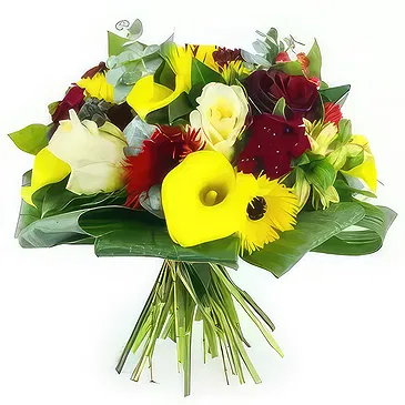Le François flowers  -  Madrid yellow & red round bouquet Flower Bouquet/Arrangement