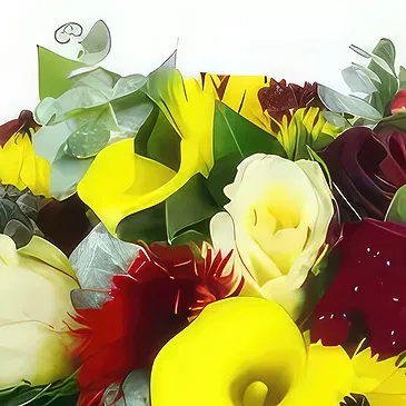 Le François flowers  -  Madrid yellow & red round bouquet Flower Bouquet/Arrangement