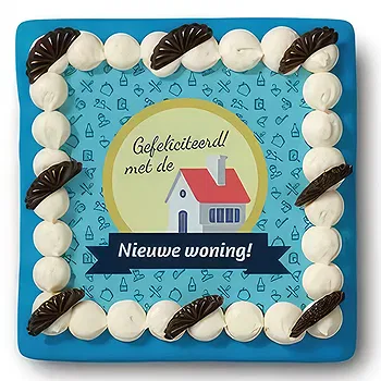 Amsterdam flowers  -  Marzipan cake 'New home' Flower Delivery
