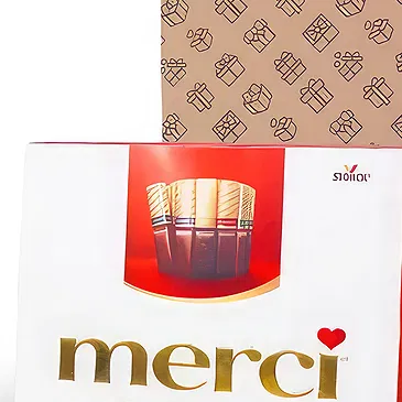 Riga-virágok- Merci csokoládé Virágkötészeti csokor