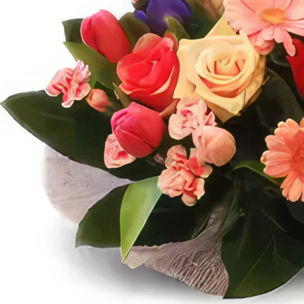 Krakkó-virágok- Tulipánok elrendezése Virágkötészeti csokor