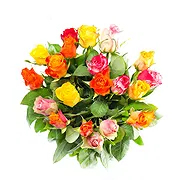 Italy online Florist - Bouquet of Yellow, Orange & Pink Roses Bouquet