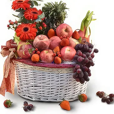 Buangkok flowers  -  Red Floral Fruit Basket Flower Bouquet/Arrangement