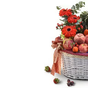 Buangkok flowers  -  Red Floral Fruit Basket Flower Bouquet/Arrangement