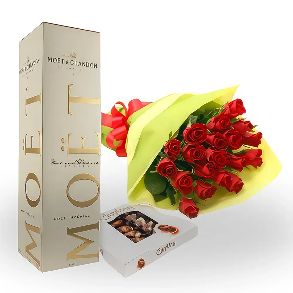 Serbia flowers  -  MOET Champagne Roses Chocolate