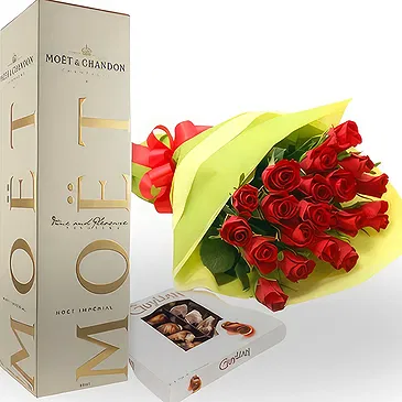 Montenegro blomster- MOET Champagne Roses Chokolade Blomst buket/Arrangement