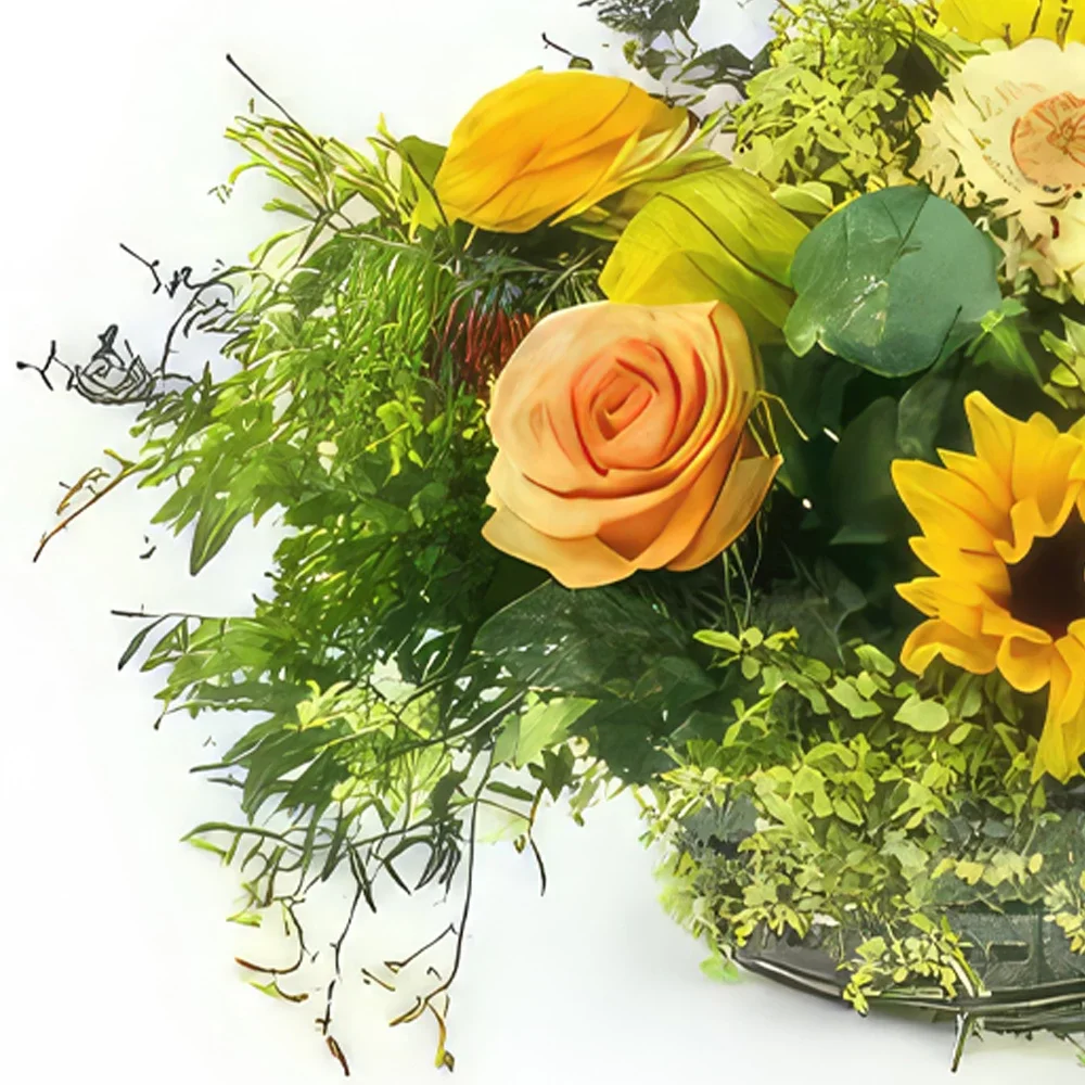 Бордо цветя- Траурна кошница с цветя на Дионис Букет/договореност цвете