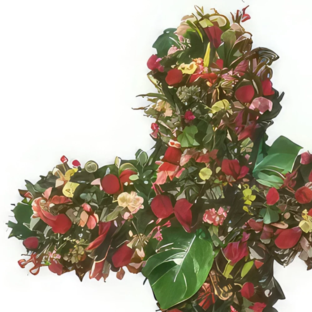 fleuriste fleurs de Toulouse- Croix de deuil de fleurs rouges Les Cieux Bouquet/Arrangement floral