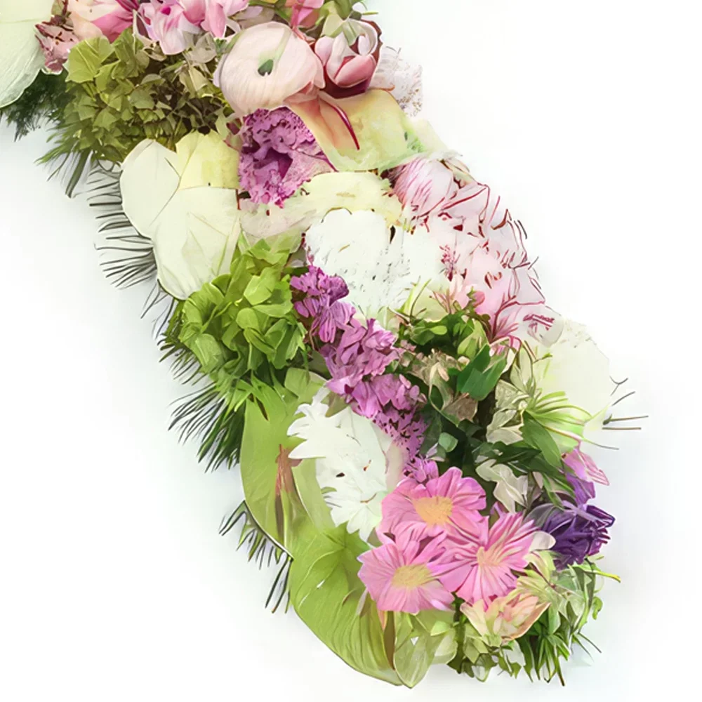 リヨン 花- 白とピンクの花の喪の十字架 Cephalus 花束/フラワーアレンジメント