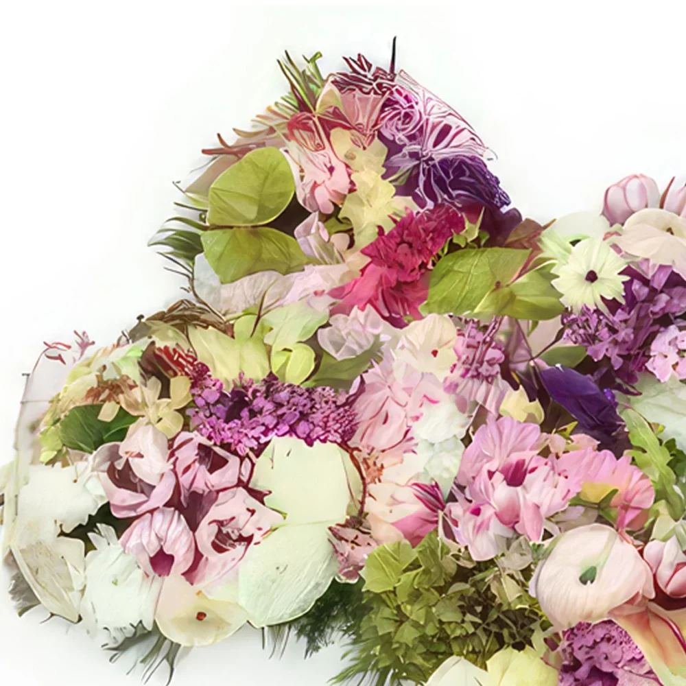 fiorista fiori di bordò- Croce in lutto di fiori bianchi e rosa Cephal Bouquet floreale