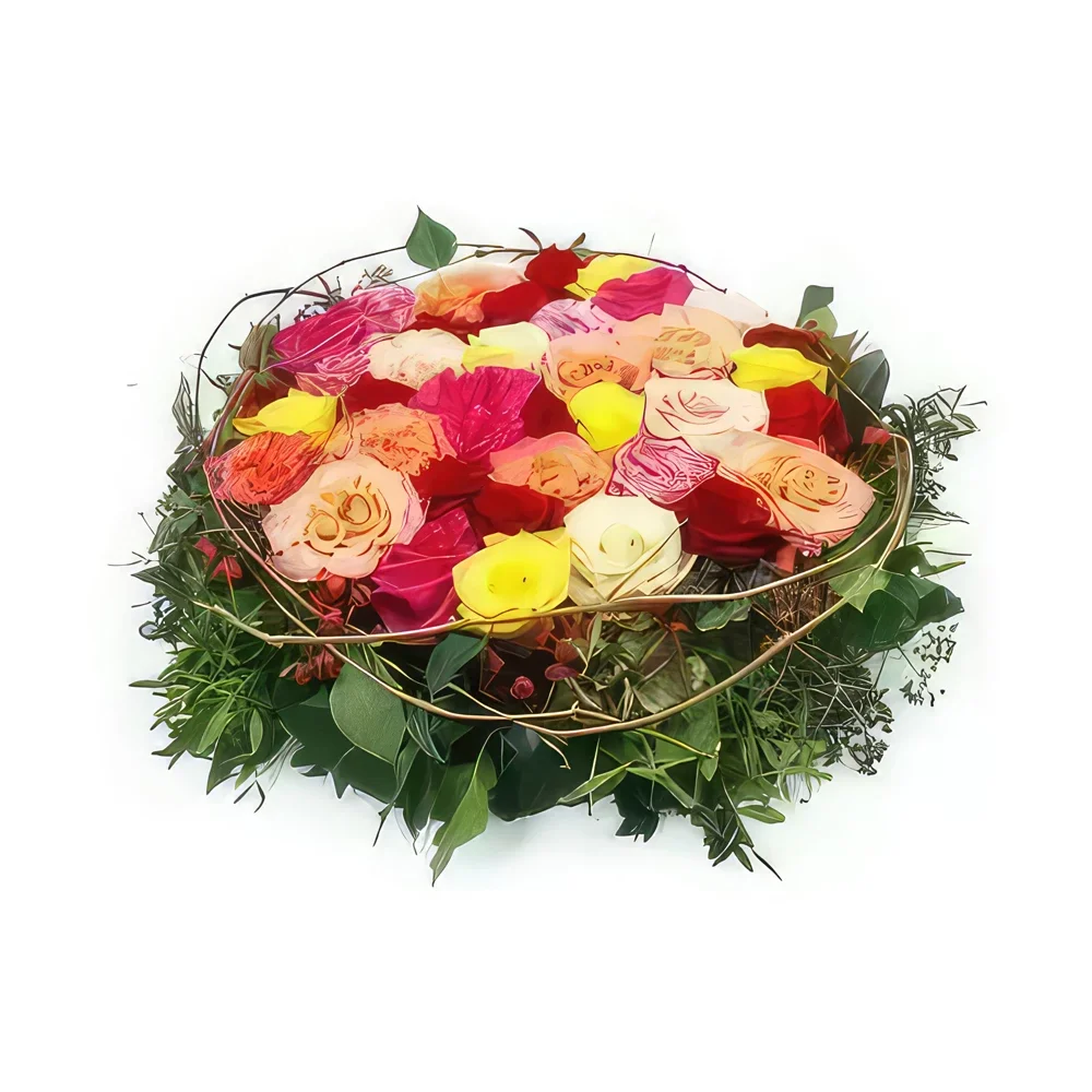 fleuriste fleurs de Paris- Coussin deuil de fleurs colorées Aristote Bouquet/Arrangement floral