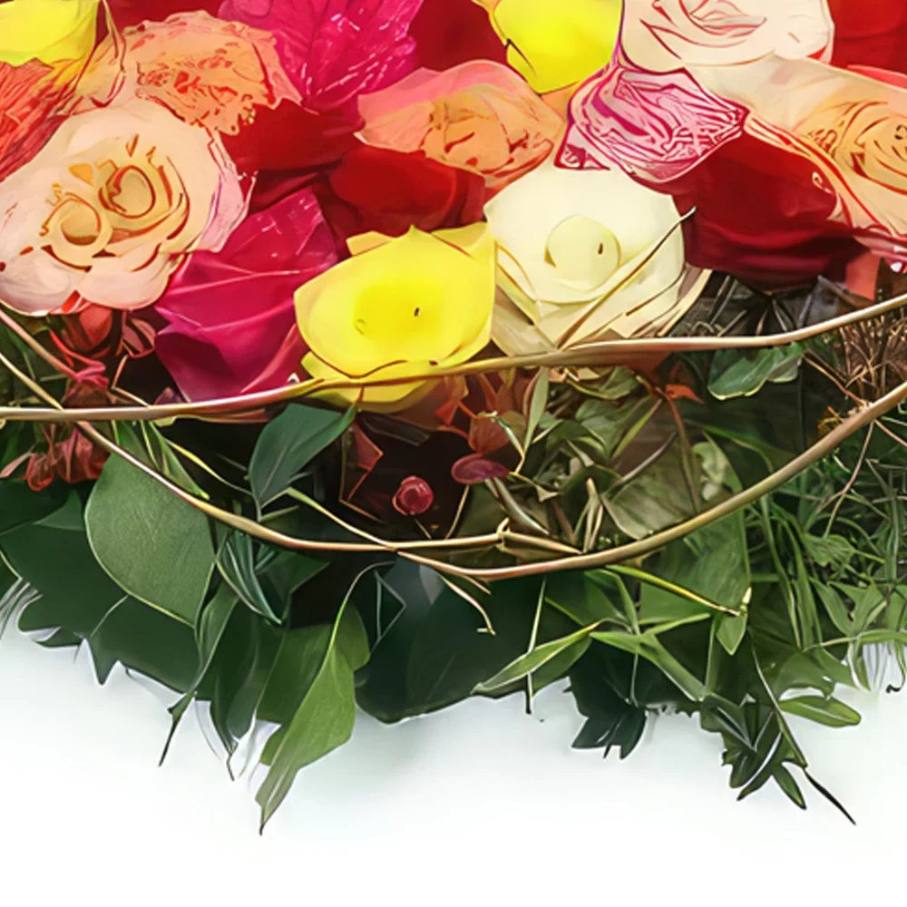 flores Montpellier floristeria -  Cojín de luto con flores de colores Aristote Ramo de flores/arreglo floral