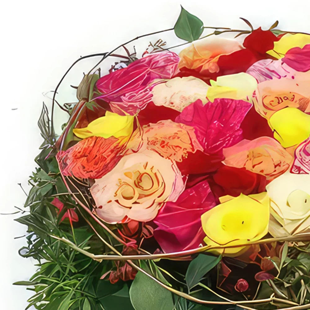 Λιλ λουλούδια- Πένθιμο μαξιλάρι με πολύχρωμα λουλούδια Arist Μπουκέτο/ρύθμιση λουλουδιών