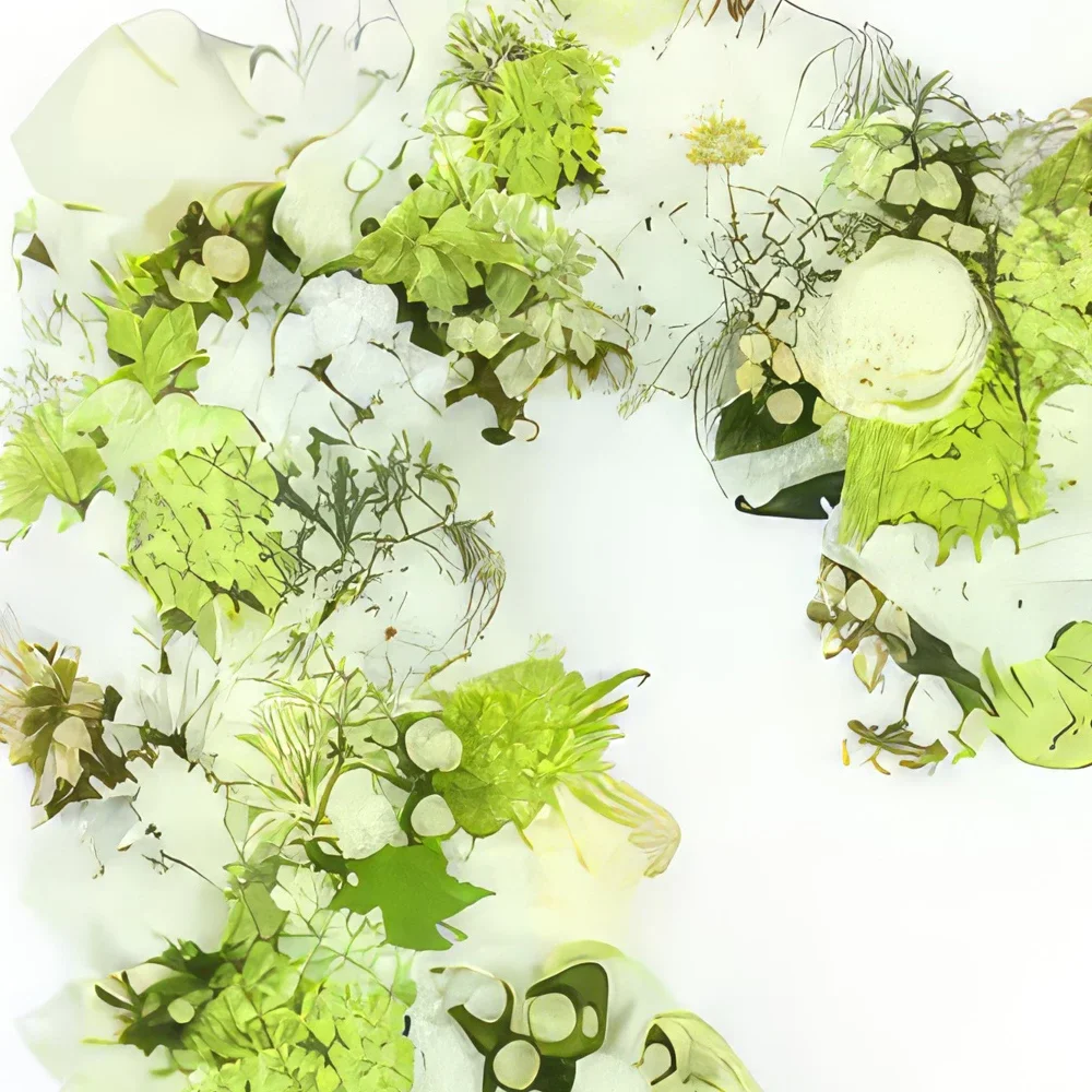 Λιλ λουλούδια- Πένθιμη καρδιά από λευκά λουλούδια Théano Μπουκέτο/ρύθμιση λουλουδιών