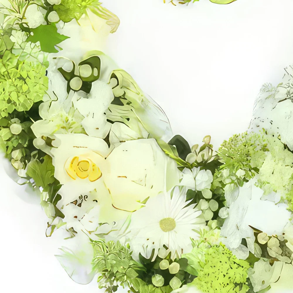 fiorista fiori di bordò- Cuore in lutto dei fiori bianchi di Théano Bouquet floreale
