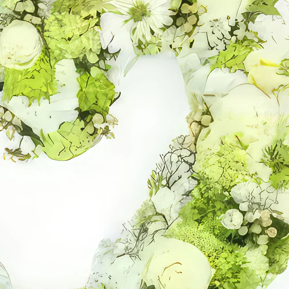 Нант цветя- Траурно сърце от бели цветя Théano Букет/договореност цвете