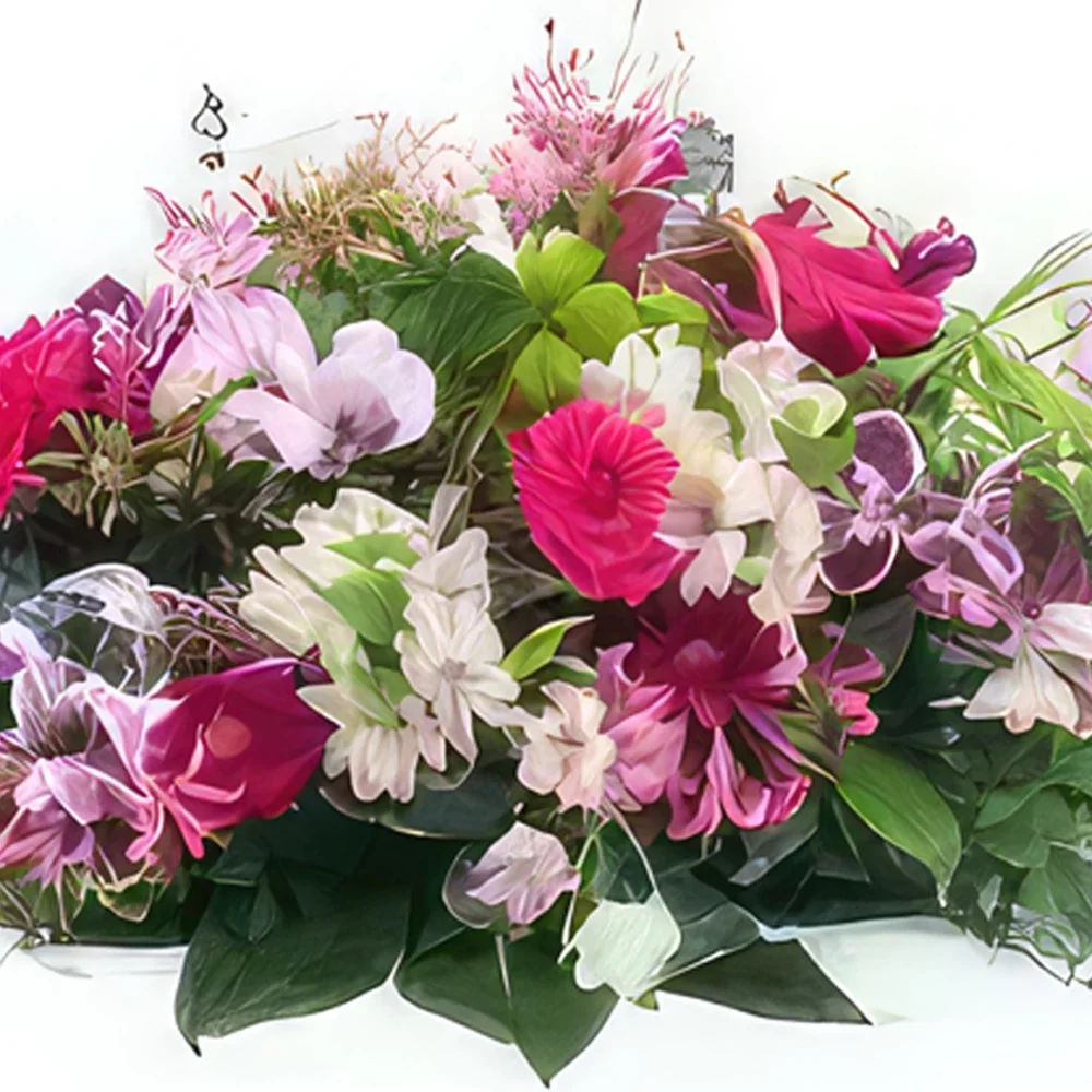 flores Montpellier floristeria -  Raqueta de luto en tonos de rosas Deméter Ramo de flores/arreglo floral