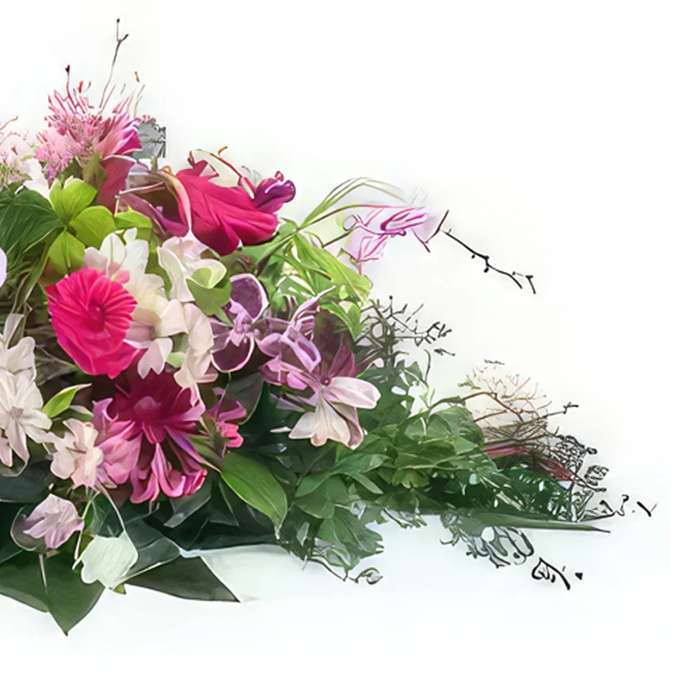 Pau bloemen bloemist- Rouwracket in de kleuren van Demeter-rozen Boeket/bloemstuk