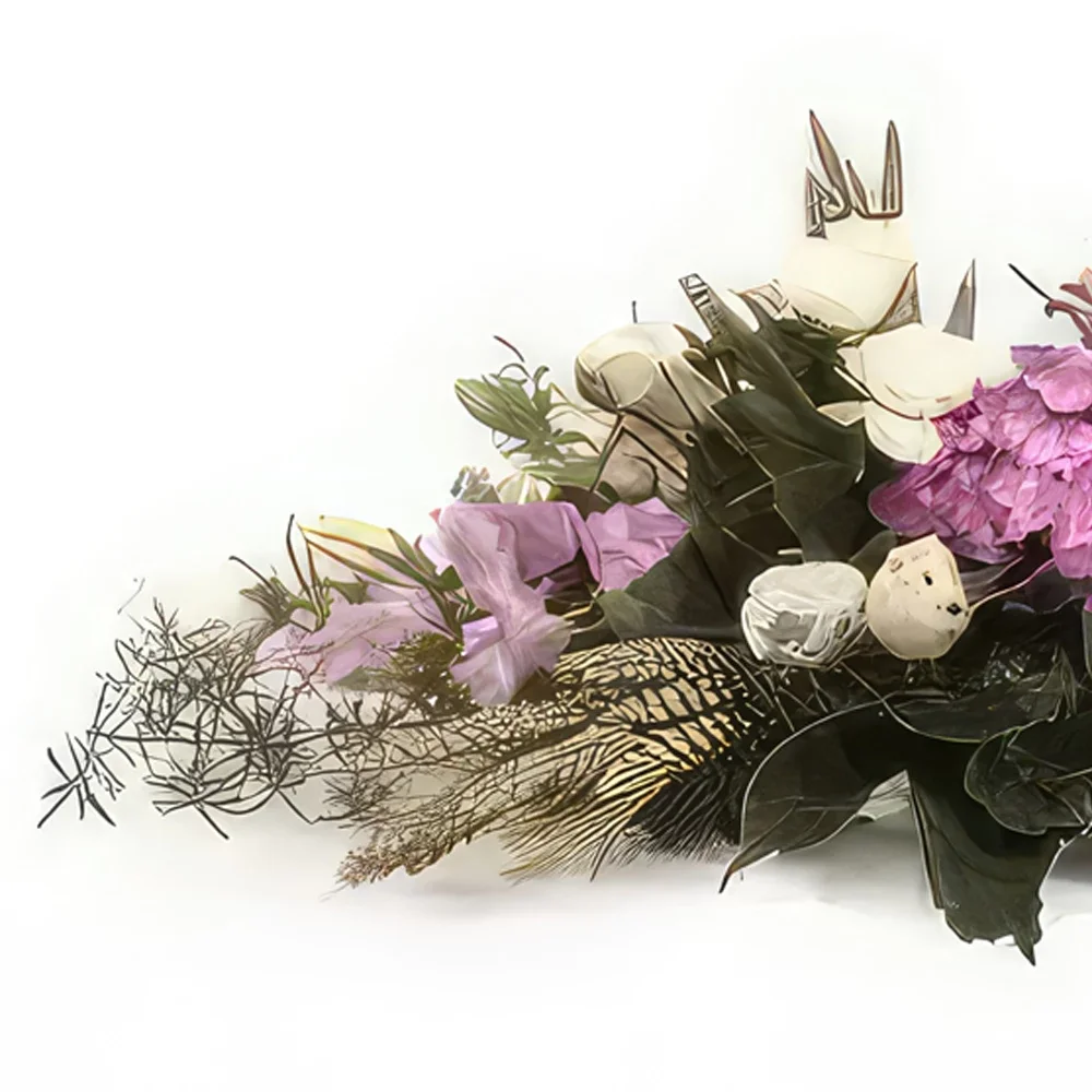flores de Marselha- Raquete de luto carinho roxo e branco Bouquet/arranjo de flor